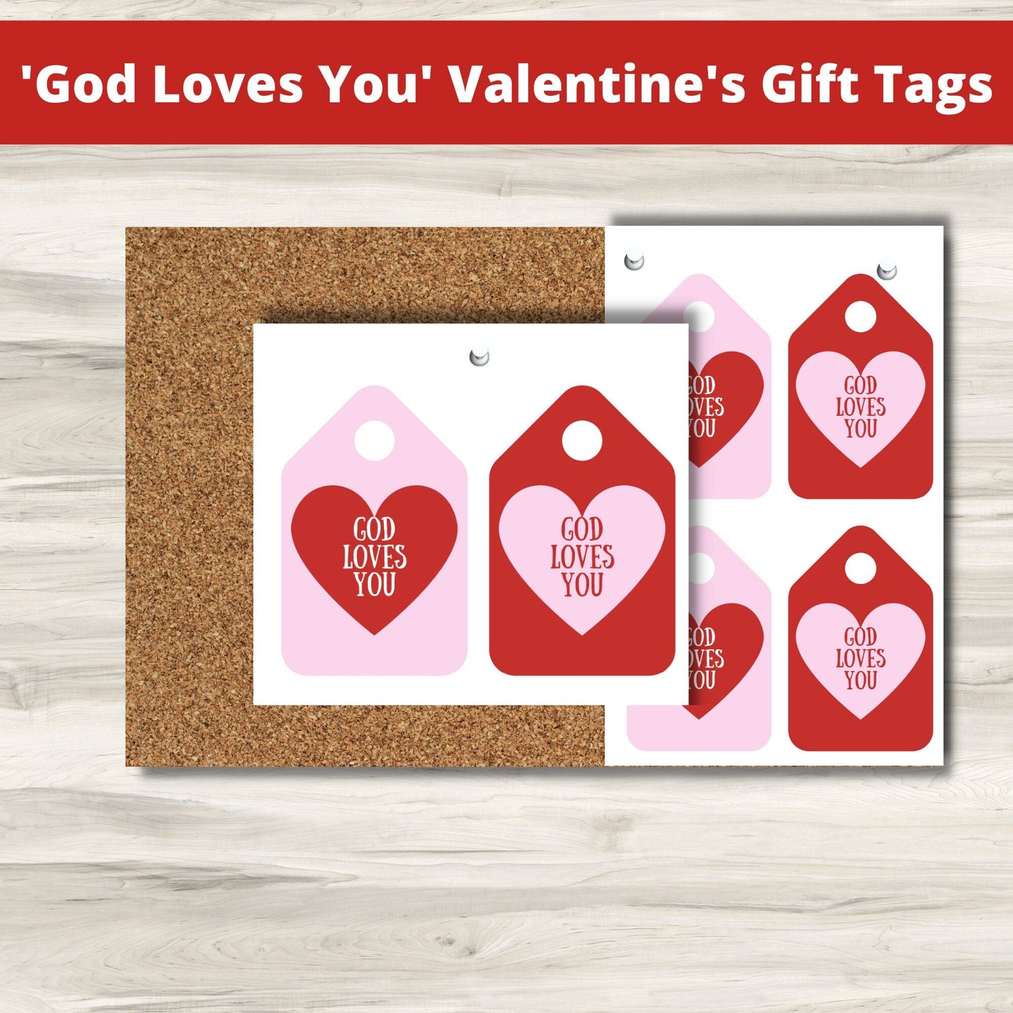 Valentine Gift Tags and Water Bottle Labels - God Loves You | Classroom Valentines | Valentine Printable | Valentine Gift