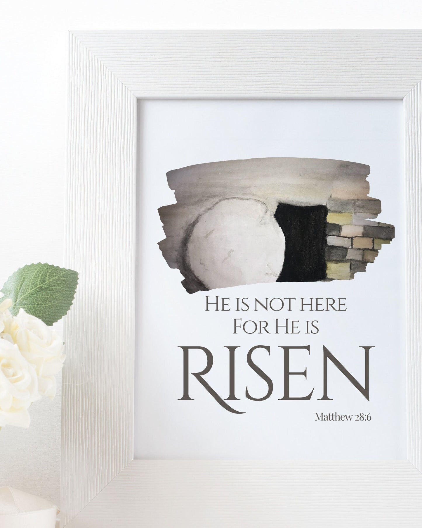 Easter Home Decor - He is Risen Hand Painted Sign, Christian Wall Art