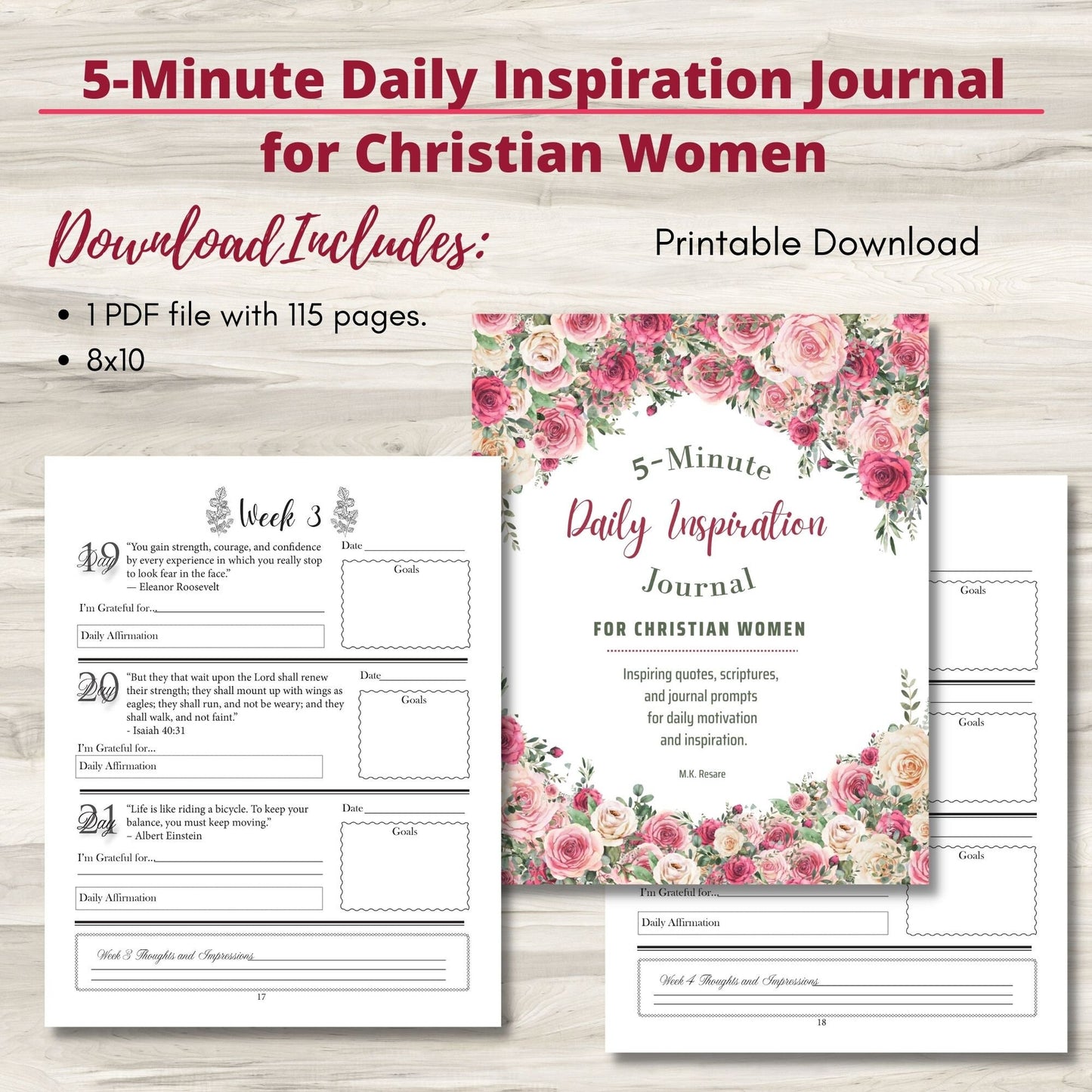 Daily Inspiration Journal for Christian Women | 5-Minute Devotional & Reflections