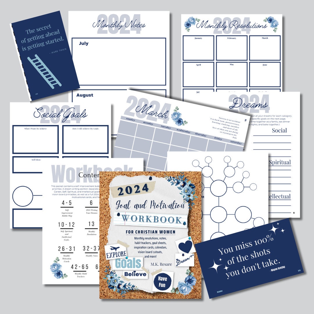 2024 Goal Planner & Motivation Workbook | habit tracker printable