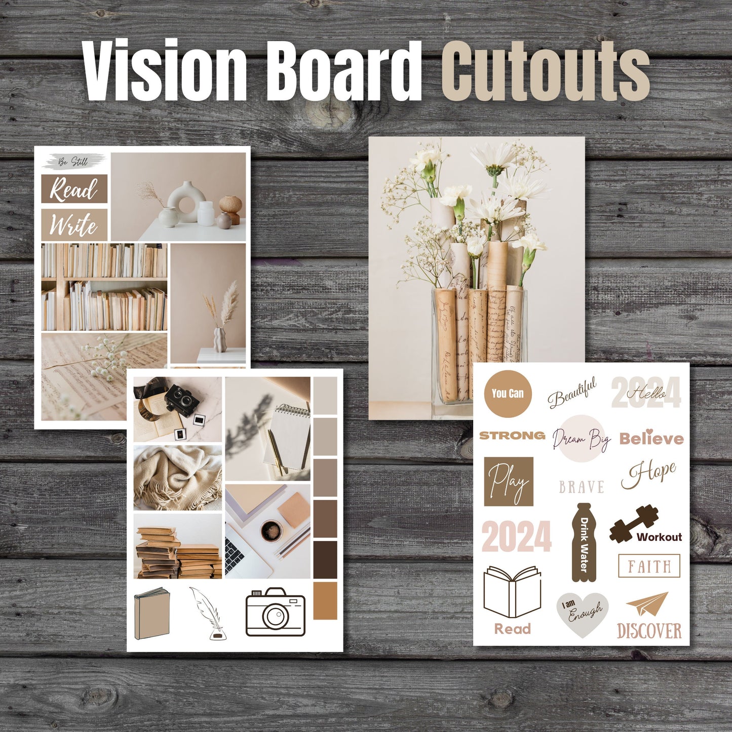 Vision Board Clip Art for Women of Faith - Manifest Your Dreams in 2024