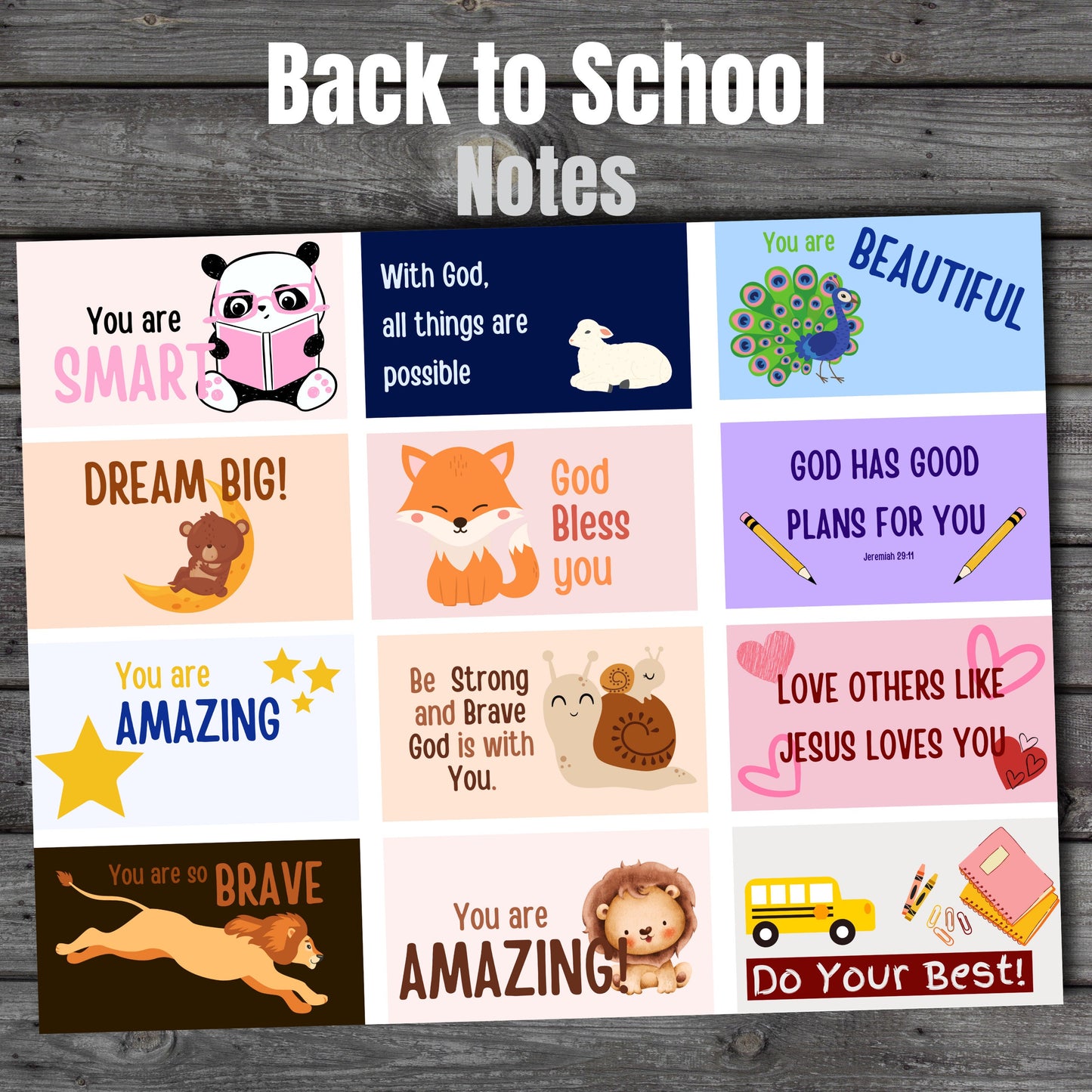 Back to School Lunch Notes: Inspirational Messages for Motivation, Set of Encouraging Cards