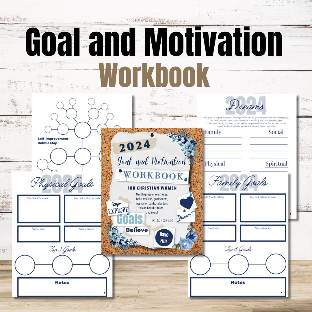 2024 Goal Planner & Motivation Workbook | habit tracker printable