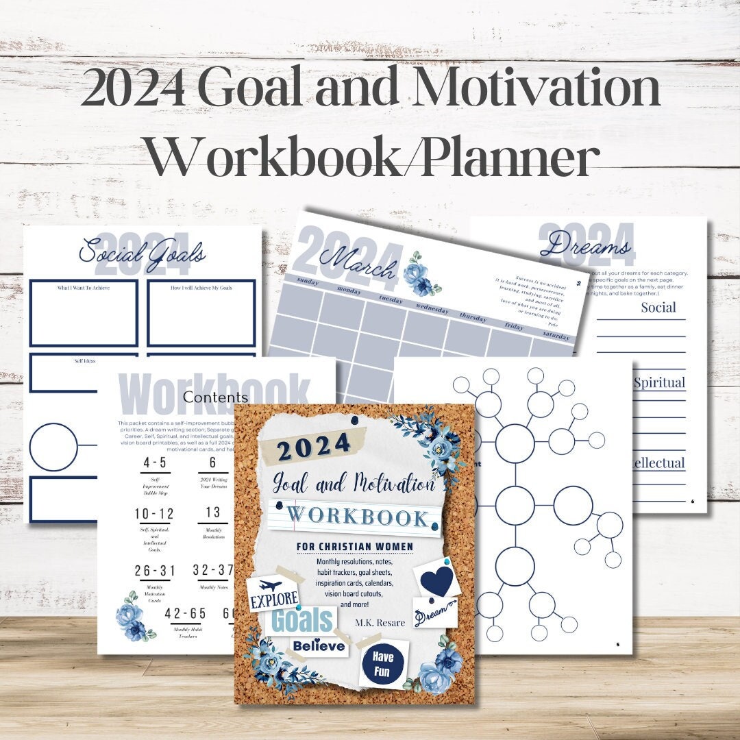 2024 Goal Planner & Motivation Workbook | habit tracker printable