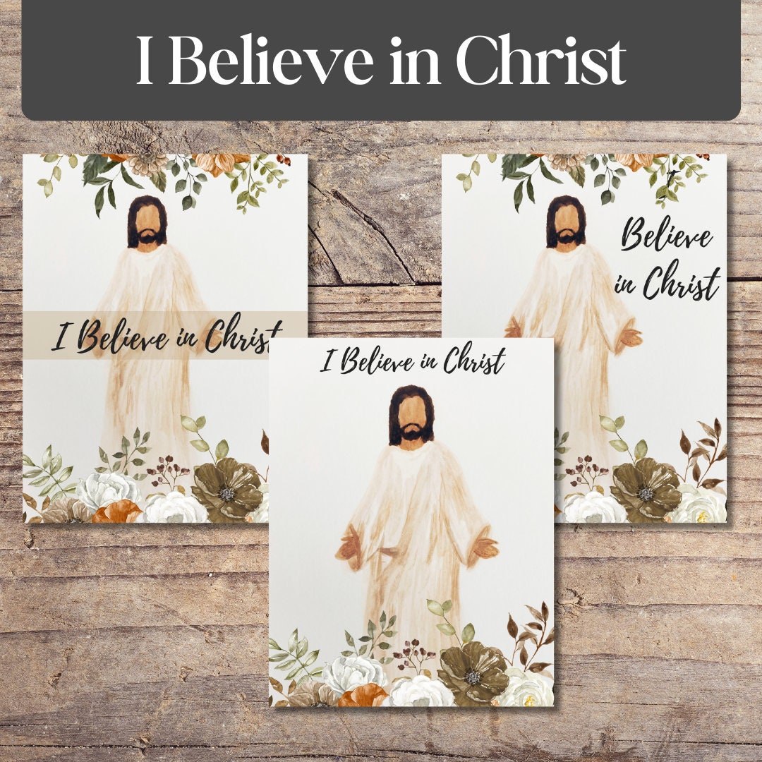 Fall Home Decor with Watercolor Jesus and Inspirational Sayings - I believe in Christ