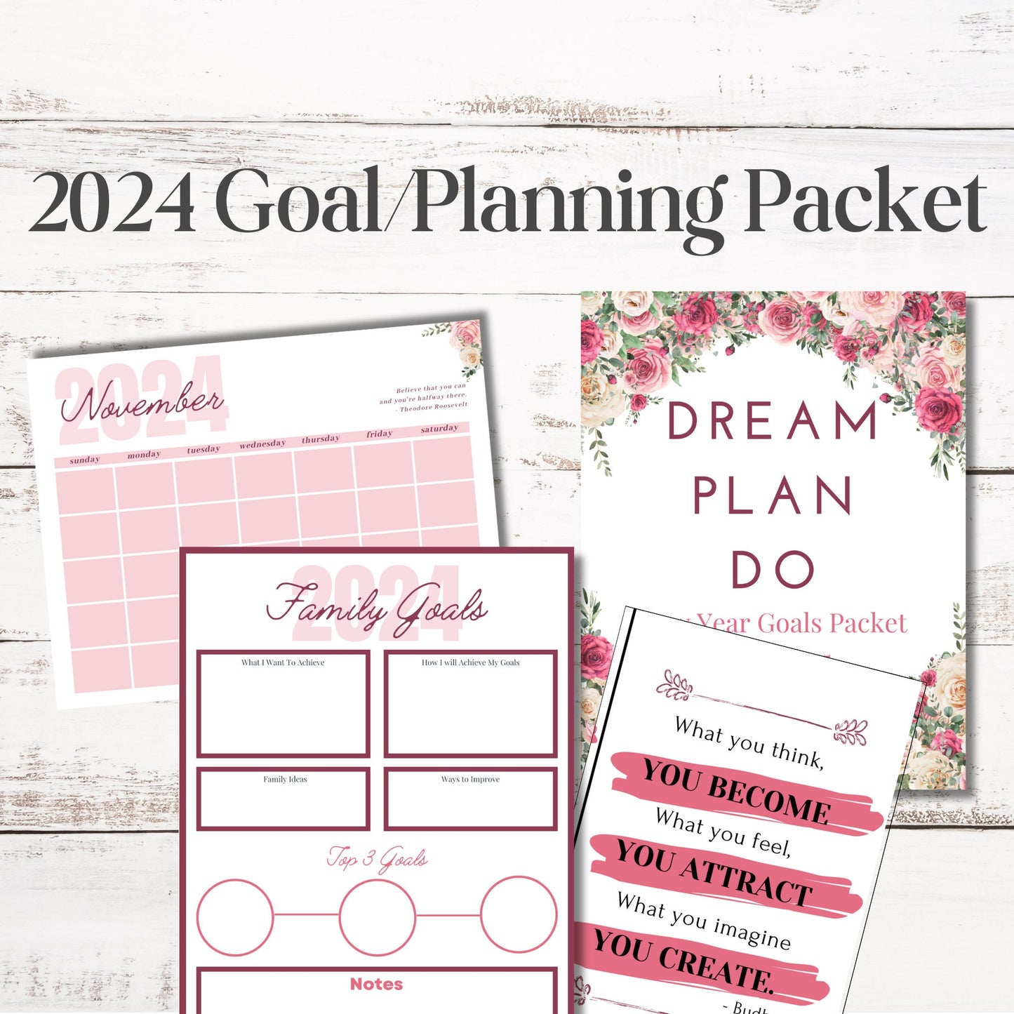 Goal and Planning Packet 2024 | Planner 2024 | habit tracker printable