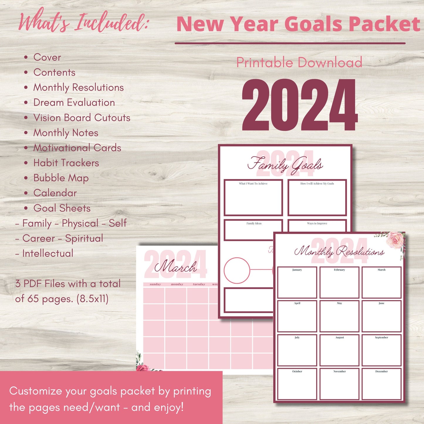 Goal and Planning Packet 2024 | Planner 2024 | habit tracker printable