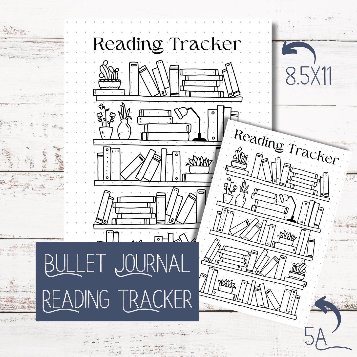 Reading Tracker | Bullet Journal Reading Tracker | PRINTABLE A5 journal page and 8.5x11 page