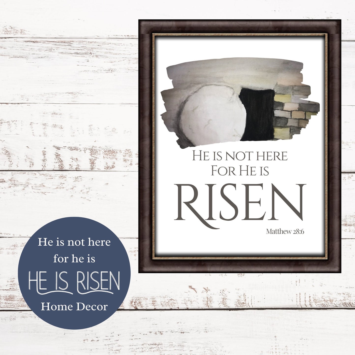 Easter Home Decor - He is Risen Hand Painted Sign, Christian Wall Art