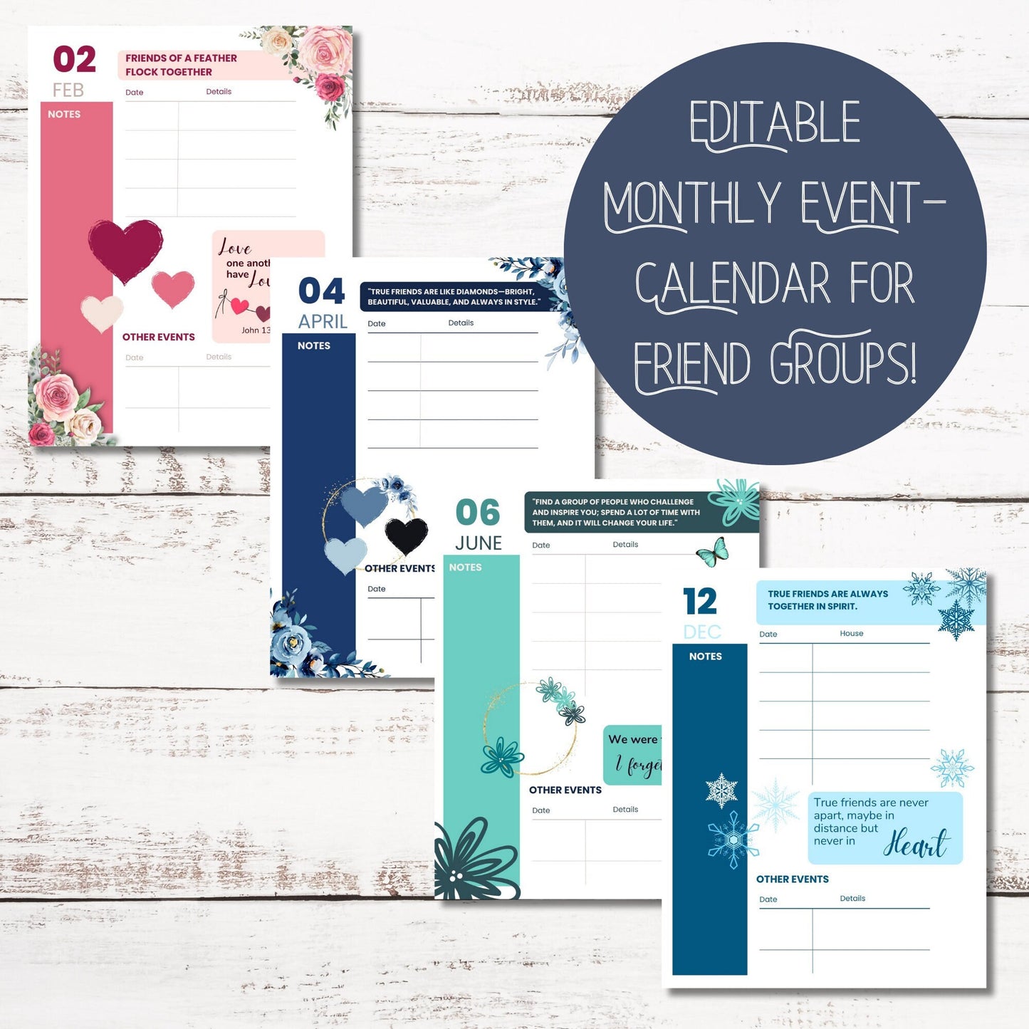 Stay Social with Friends - Monthly Event Planner for Easy Event Management