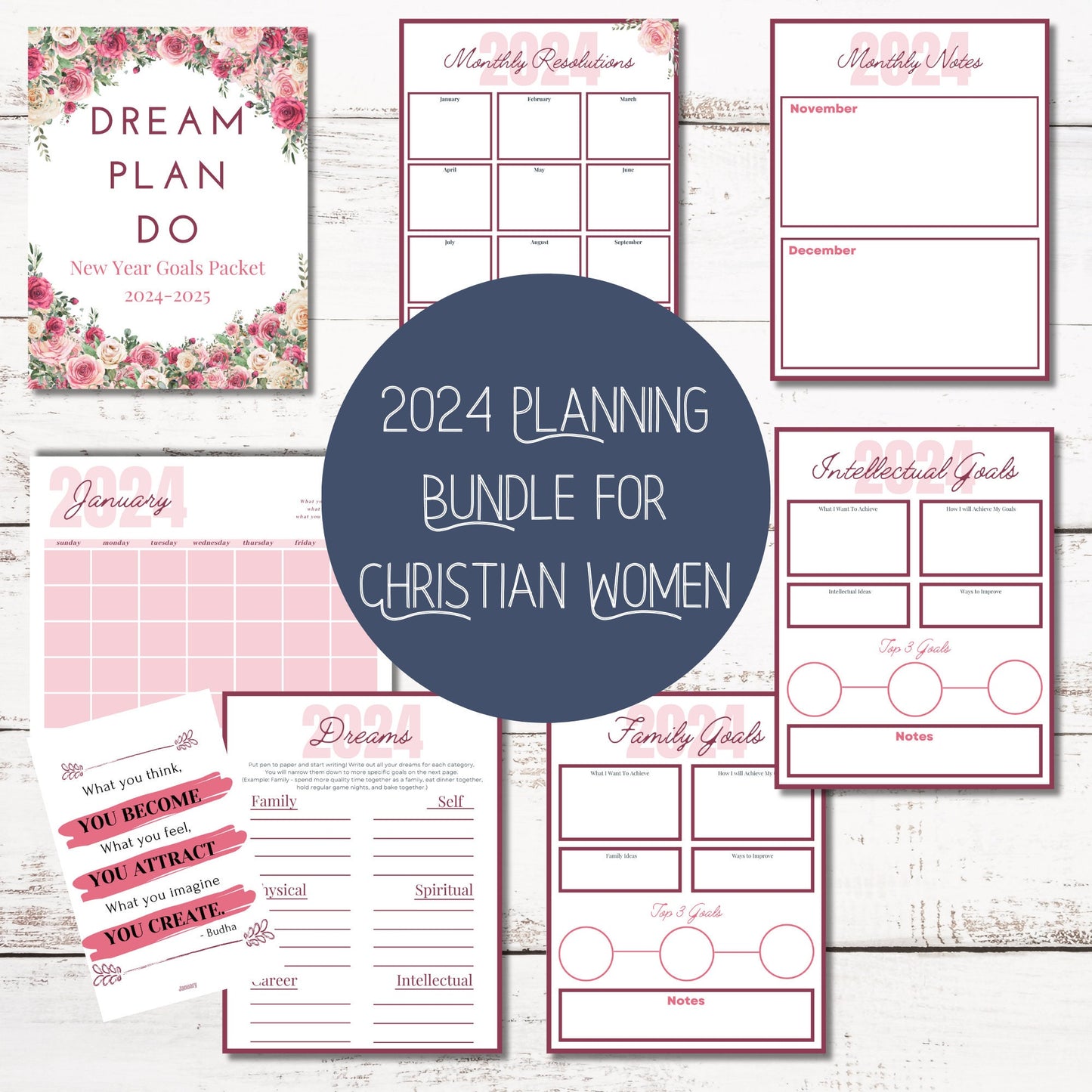 Goal and Planning Packet 2024 | Planner 2024 | habit tracker printable