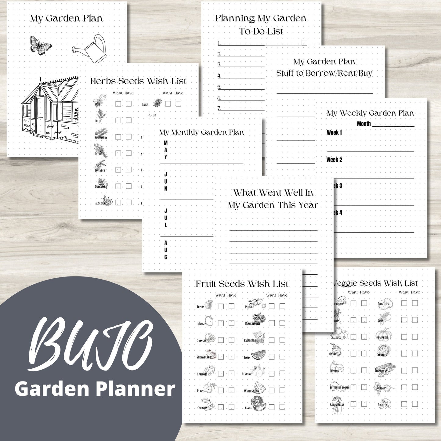 Plan, Grow, Thrive: Bullet Journal Garden Planner - Complete Set