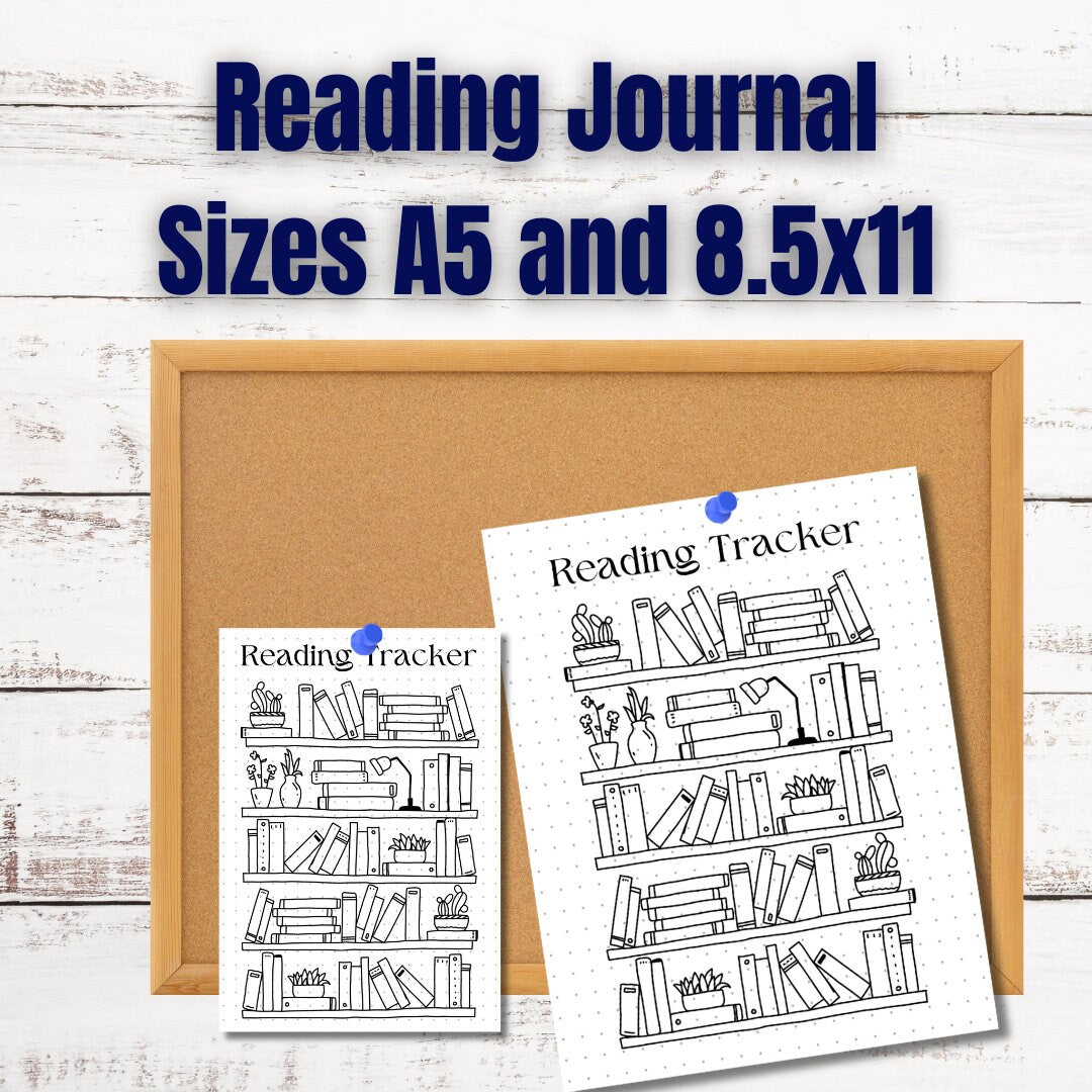 Reading Tracker | Bullet Journal Reading Tracker | PRINTABLE A5 journal page and 8.5x11 page