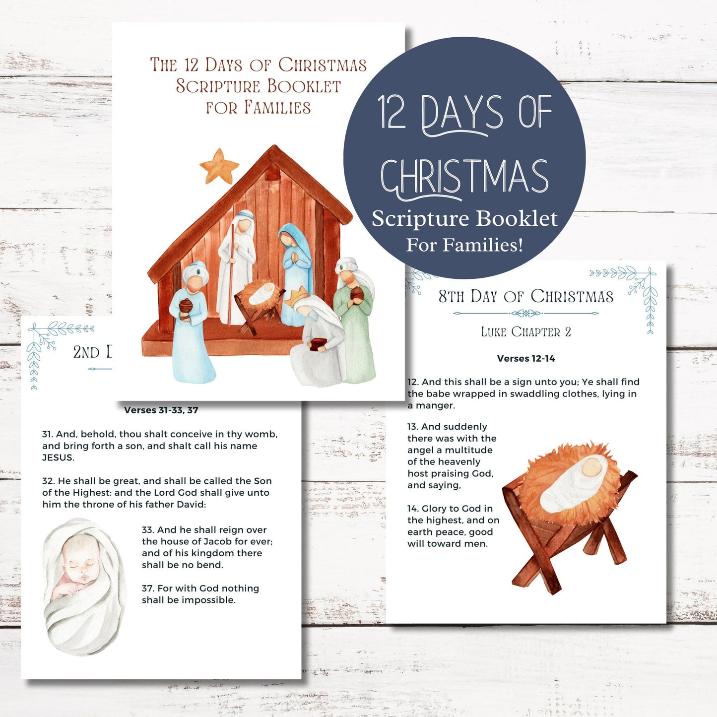 12 Days Christmas Scripture Booklet - Nativity Story | Luke | Bible | Nativity | Christmas | kids