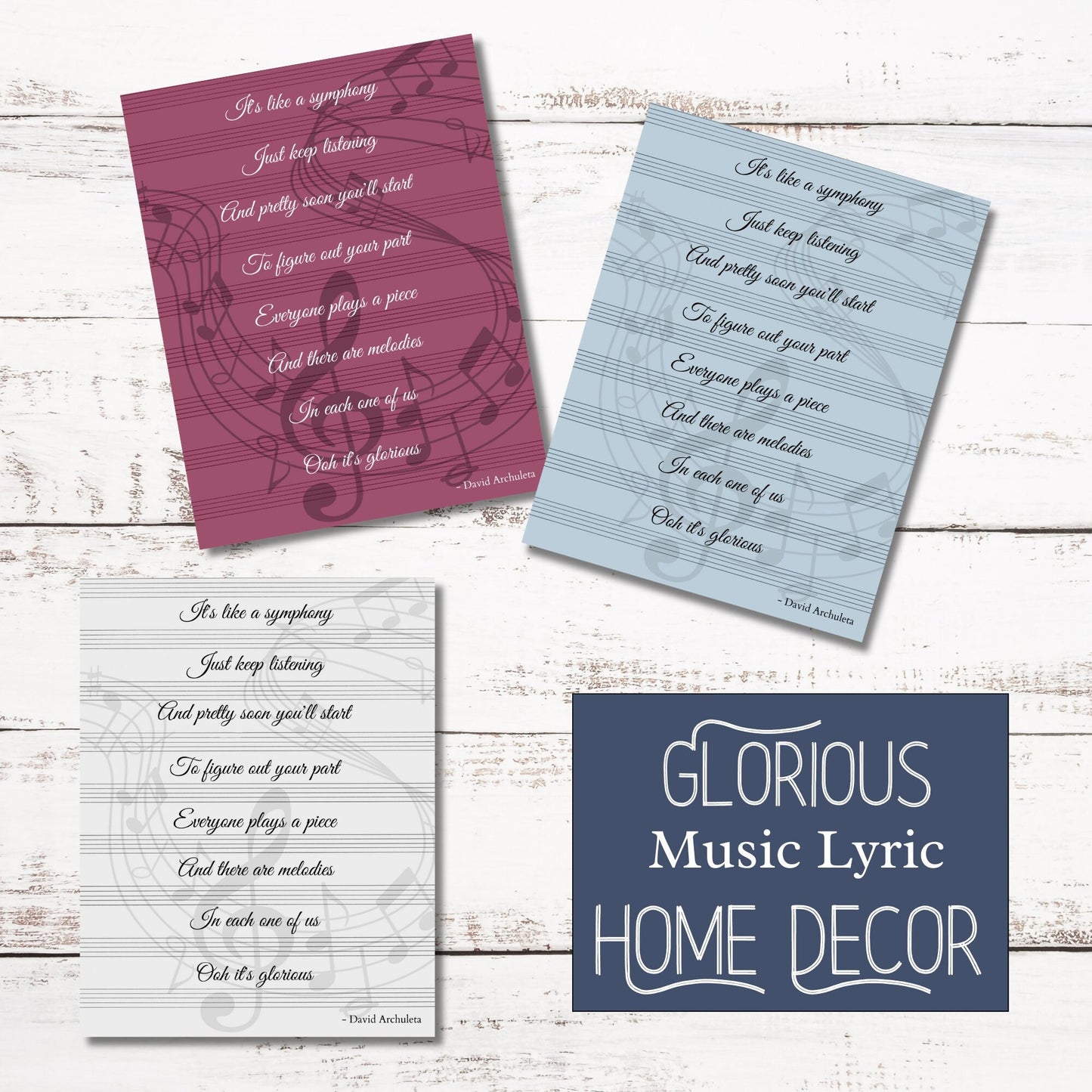 Glorious Song Lyrics by David Archuleta - Inspirational Home Decor for Music Lovers