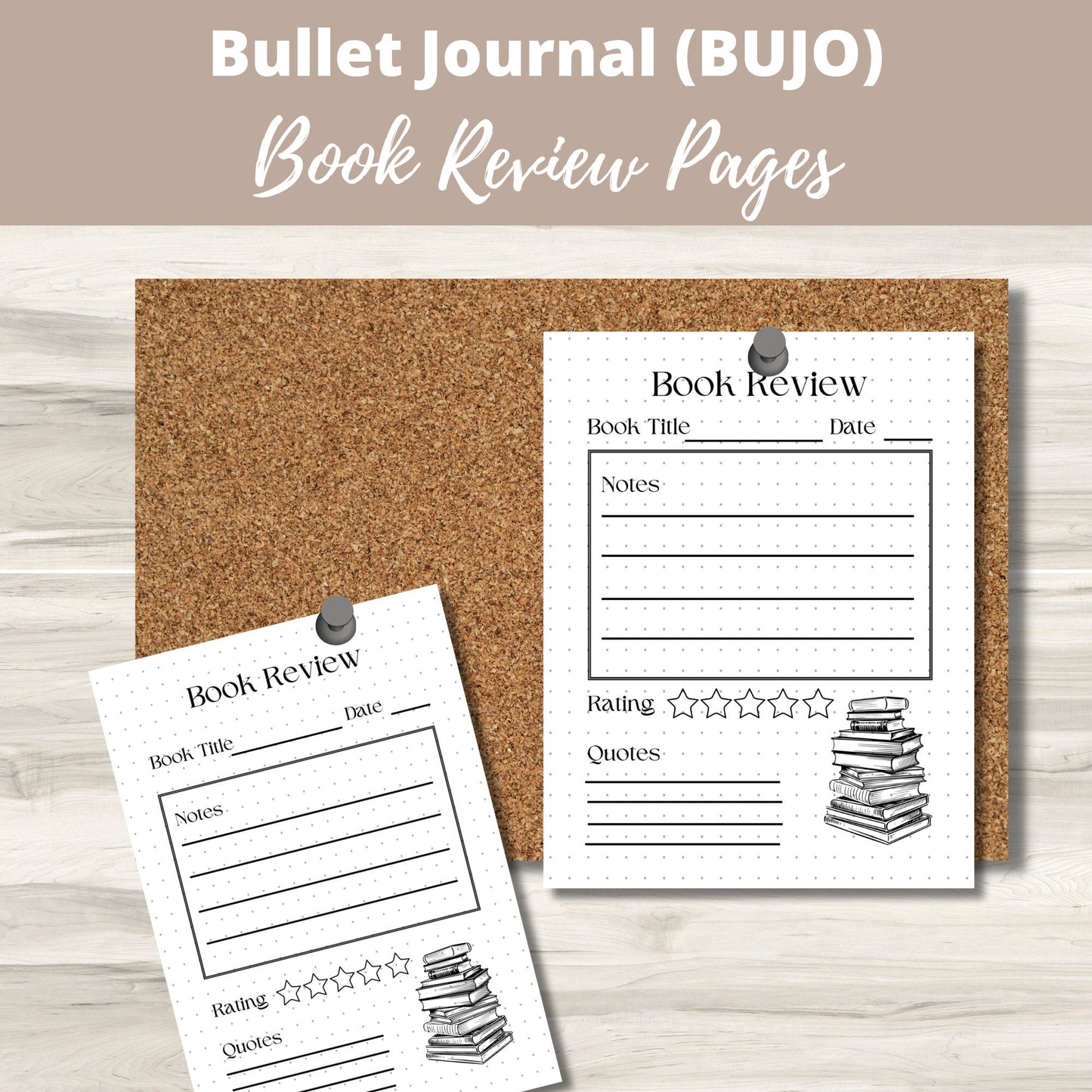 BUJO Book Review and Rating Trackers | Reading Bullet Journal Pages | A5 and 8.5x11