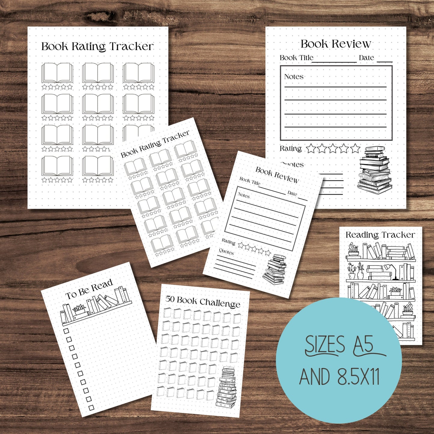 Reading Tracker Packet: A5 & 8.5x11 Printables for Book Lovers | book trackers