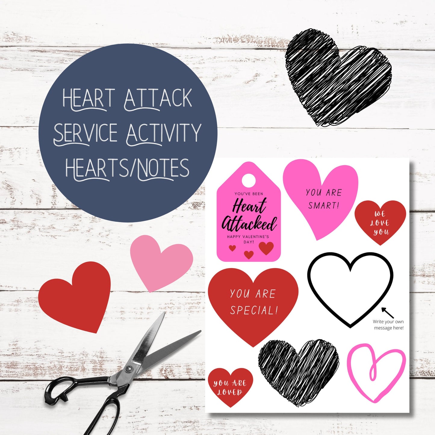 Valentine's Kindness Challenge: Heart Attack Printable Activity | Printable Youth Activity and Service Idea | Classroom Valentines |