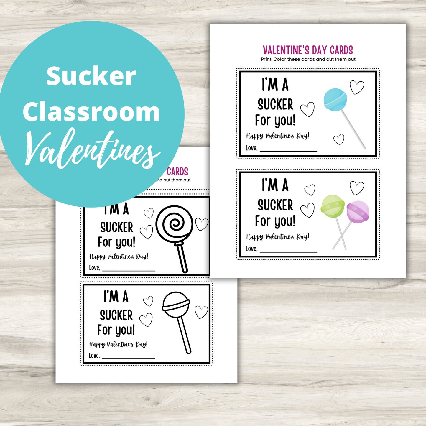 Classroom Valentines | dinosaur valentine | unicorn valentine | printable valentines | Print - Cut and Color!